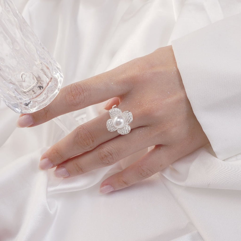 Flower Pearl Ring Silver - 8220SV