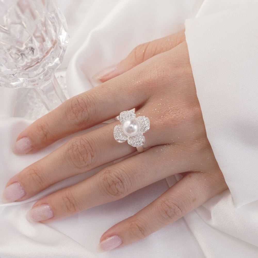 Flower Pearl Ring Silver - 8220SV