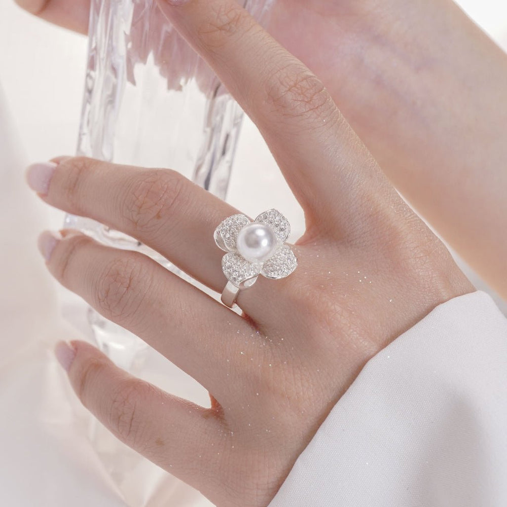 Flower Pearl Ring Silver - 8220SV