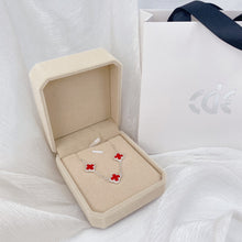 Vòng tay LAMY Four Leaf Clover Silver Bracelet with Red Gemstones CDE2194