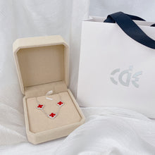 Vòng tay LAMY Four Leaf Clover Silver Bracelet with Red Gemstones CDE2194