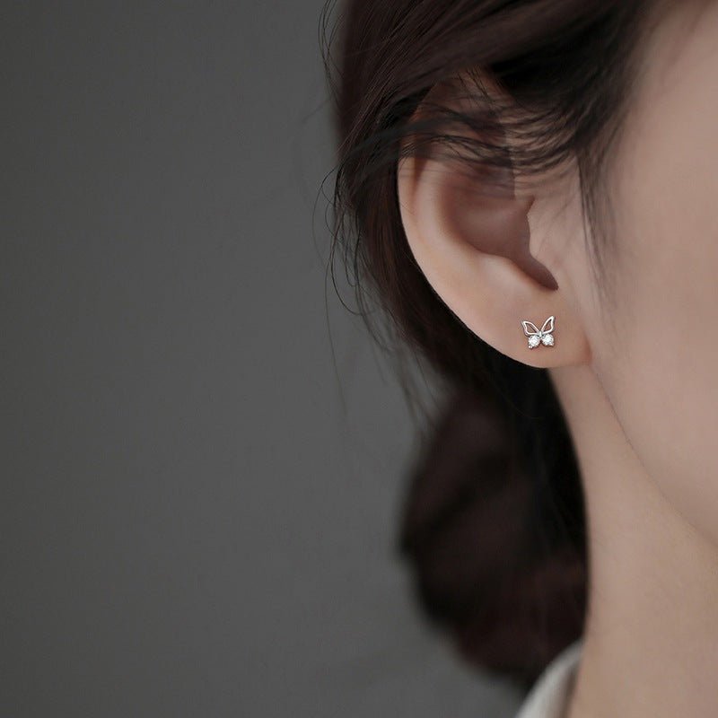 Stone Butterfly Earrings Silver