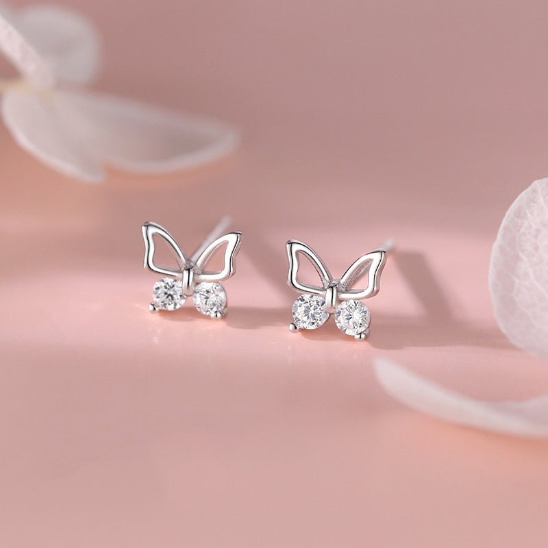Stone Butterfly Earrings Silver