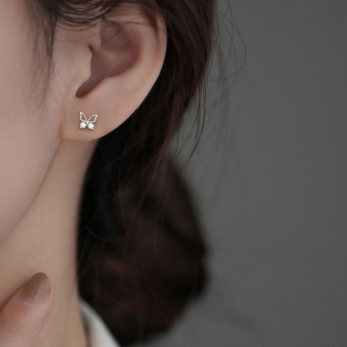 Stone Butterfly Earrings Silver