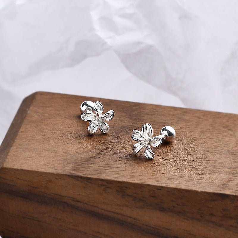 Plumeria Flower Earrings Silver - 3273SV