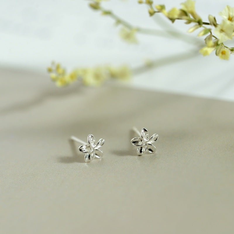 Plumeria Flower Earrings Silver - 3273SV