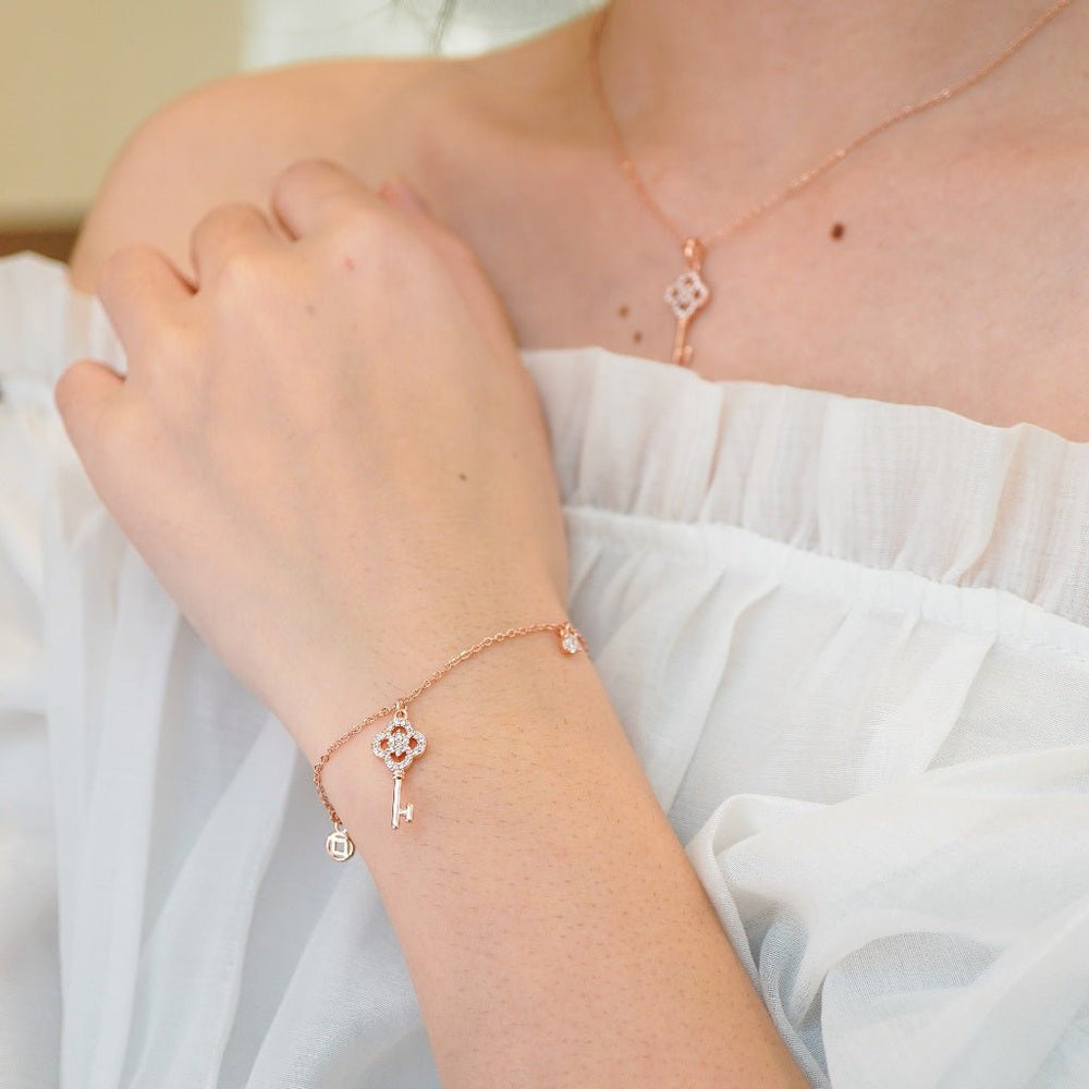 Flower Key Bracelet Rose Gold