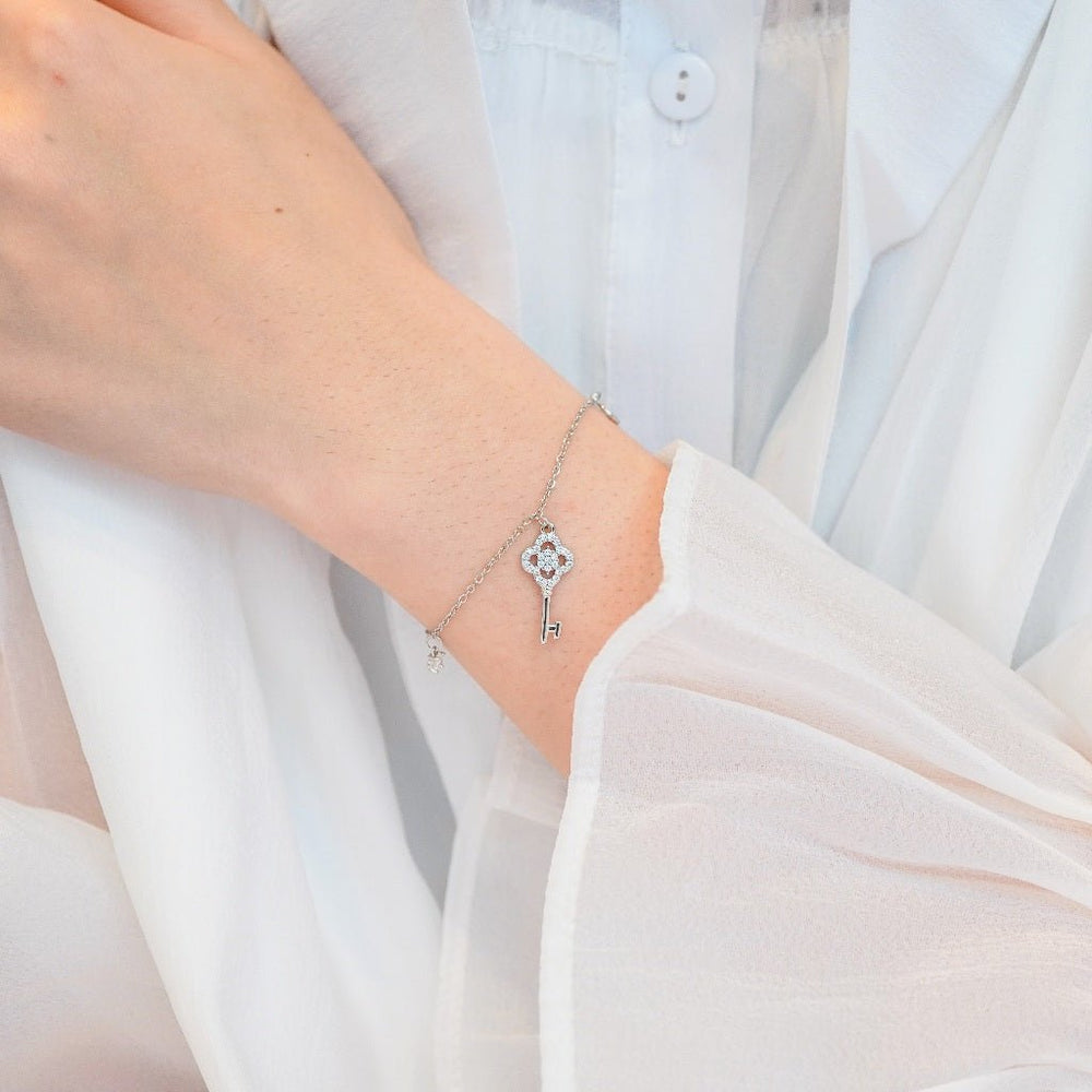 Flower Key Bracelet Silver