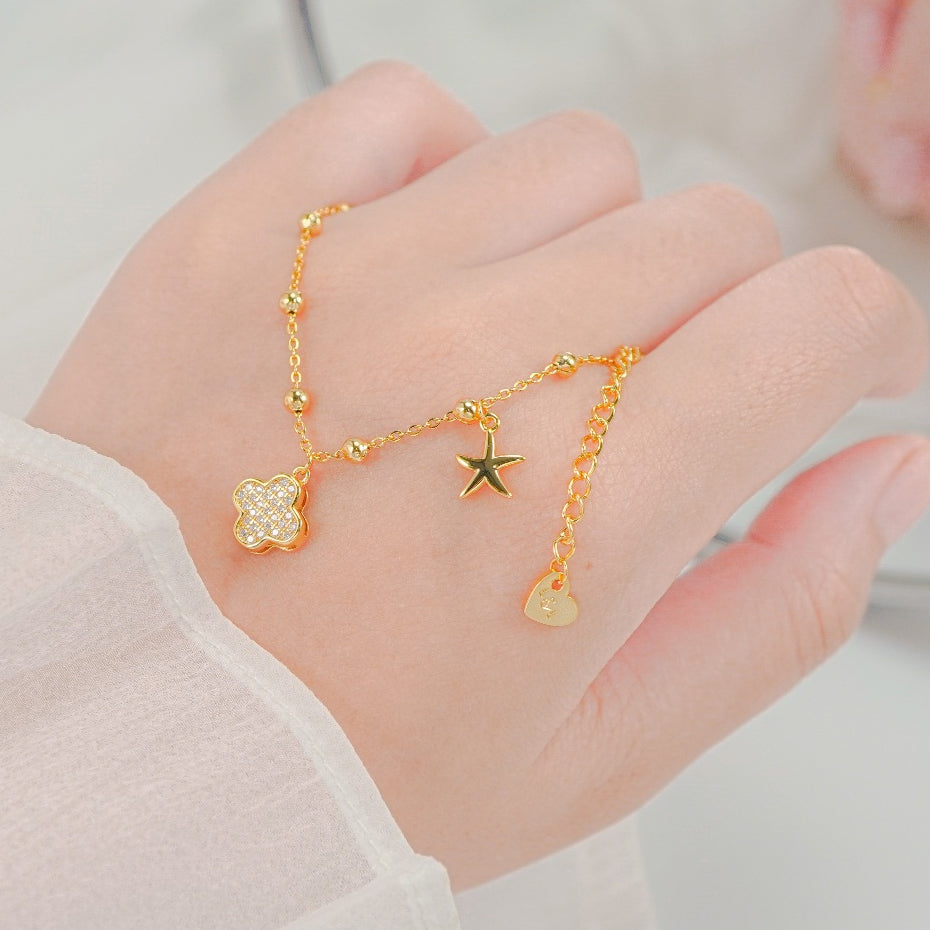 Lucky Four Leaf Star Gold Bracelet CDE2241GG