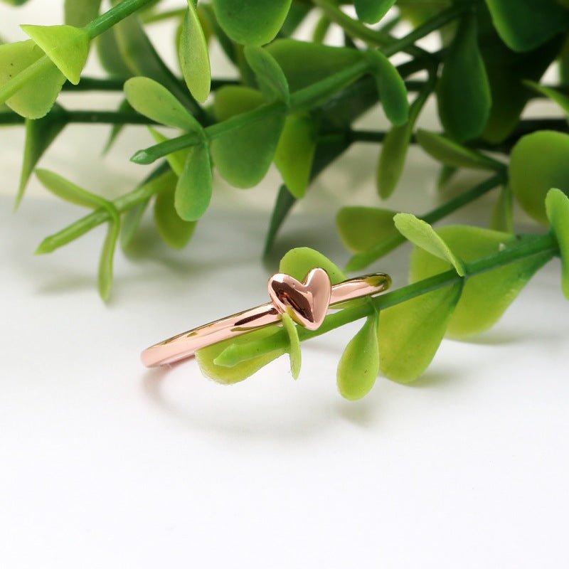 Sparkling Freehand Heart Ring Rose Gold