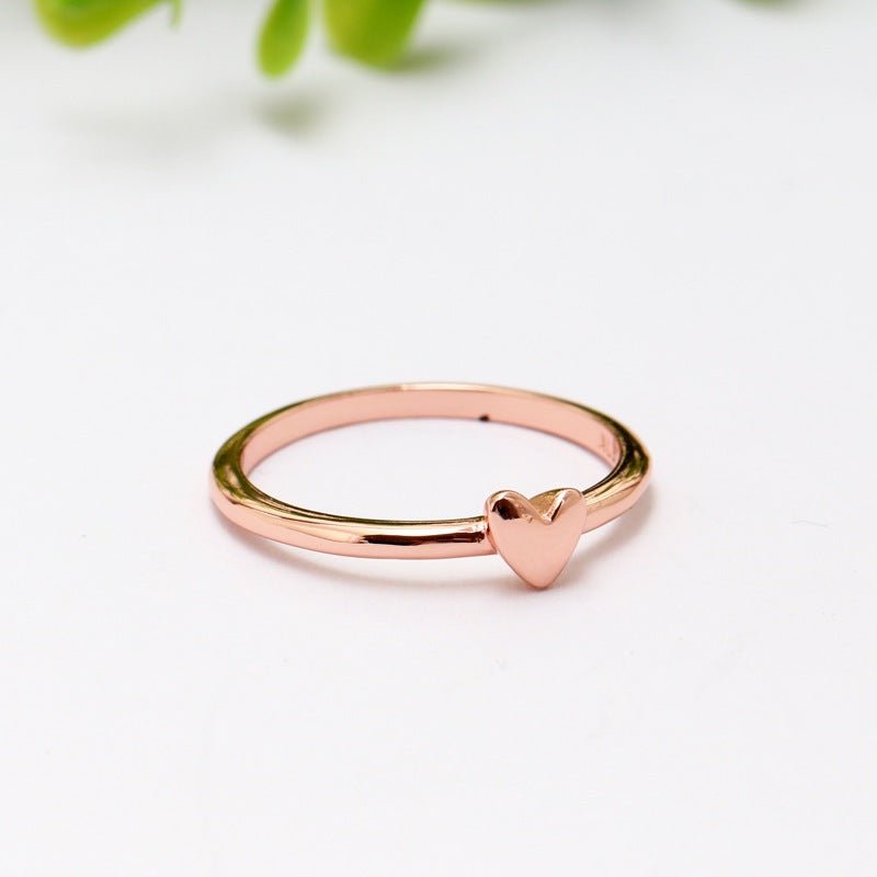 Sparkling Freehand Heart Ring Rose Gold