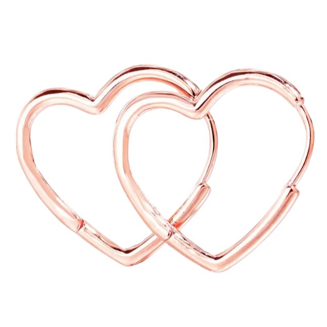 Sterling Silver Small Heart Hoop Earrings Rose Gold