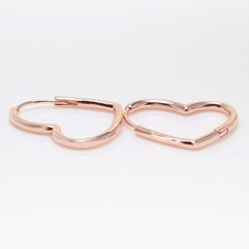 Sterling Silver Small Heart Hoop Earrings Rose Gold