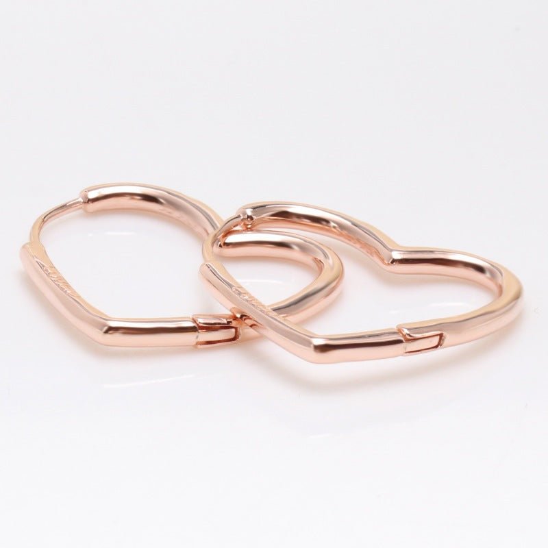Sterling Silver Small Heart Hoop Earrings Rose Gold