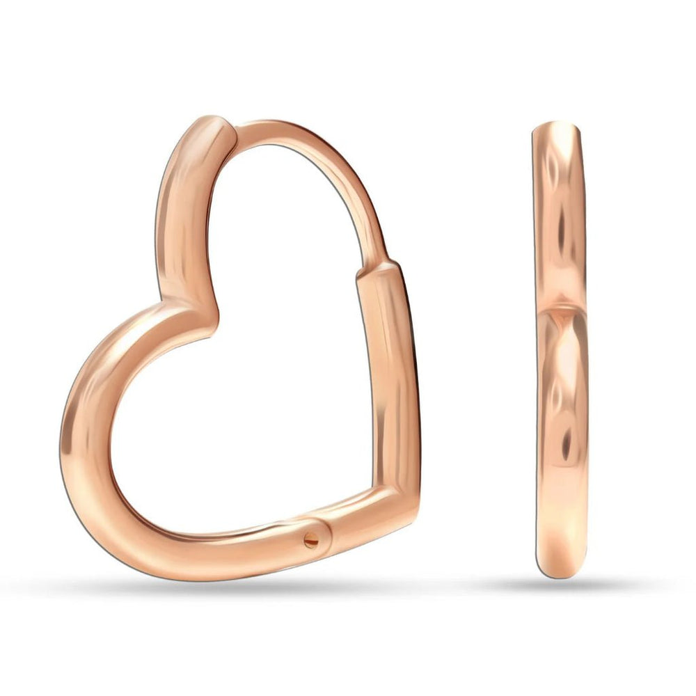 Sterling Silver Small Heart Hoop Earrings Rose Gold
