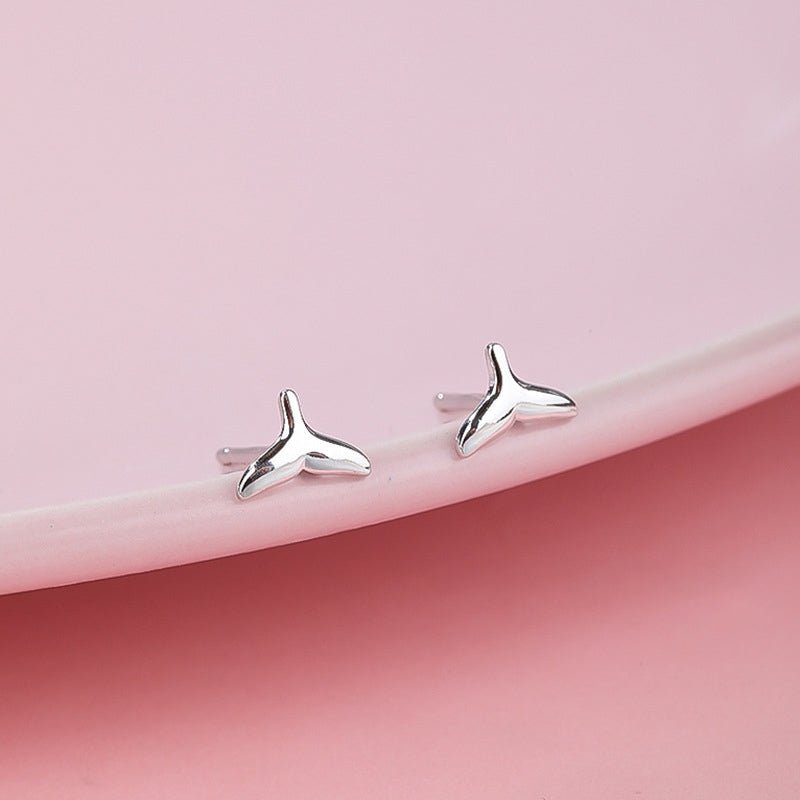 Whale Fish Tail Earrings Silver