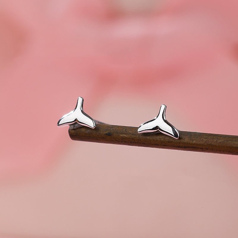 Whale Fish Tail Earrings Silver