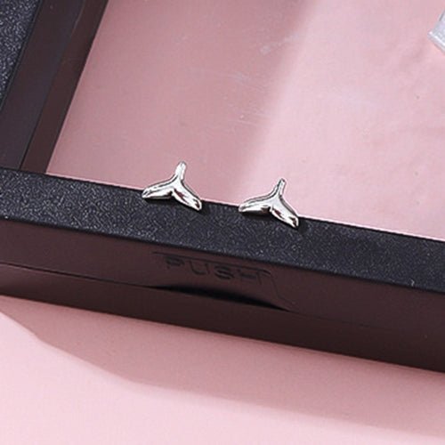 Whale Fish Tail Earrings Silver
