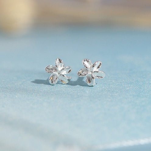 Plumeria Flower Earrings Silver - 3273SV