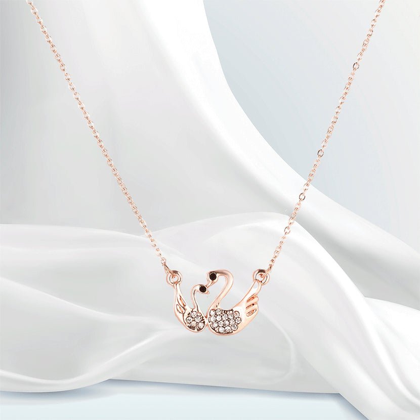 Swan Couple Necklace Rose Gold
