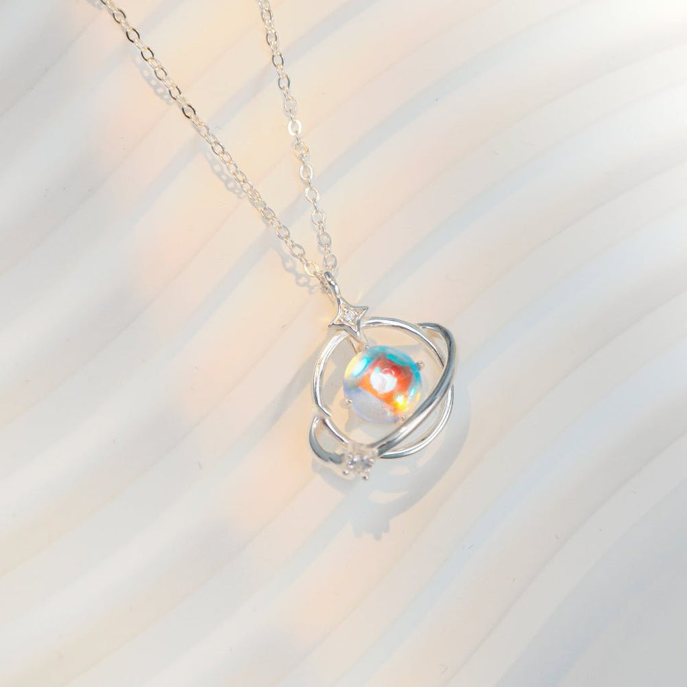Crystal Ball Moonstone Necklace Silver