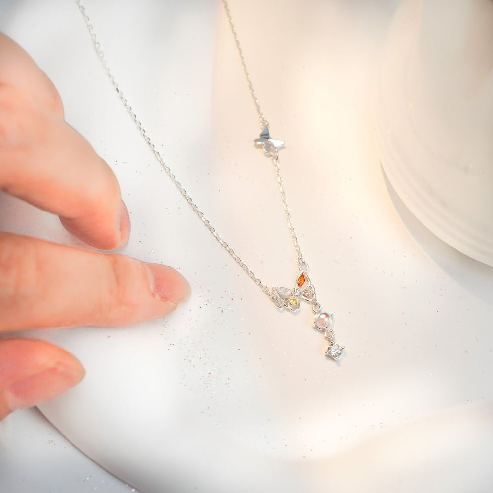 Butterfly Moonstone Necklace Silver - 6324SV