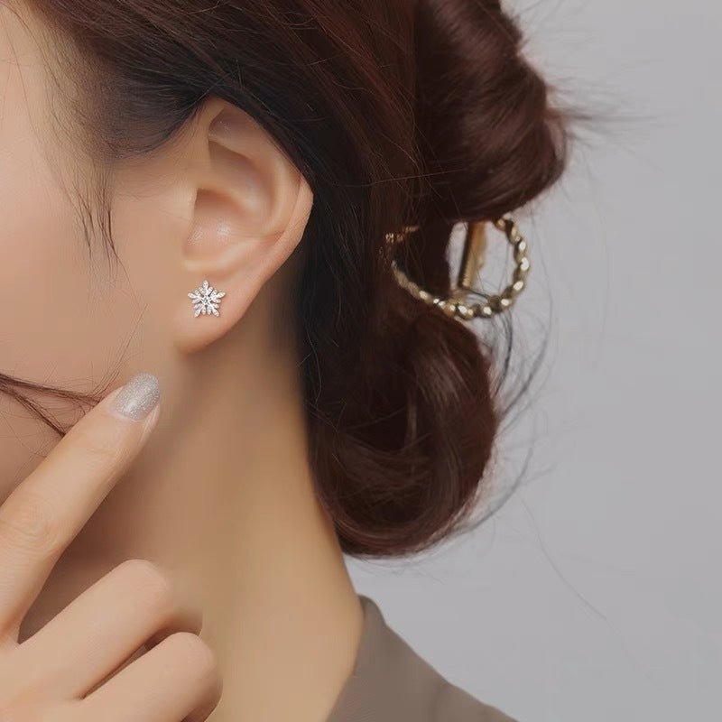 Snowflake Stud Earrings Silver