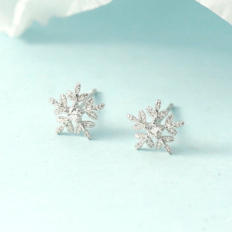 Snowflake Stud Earrings Silver