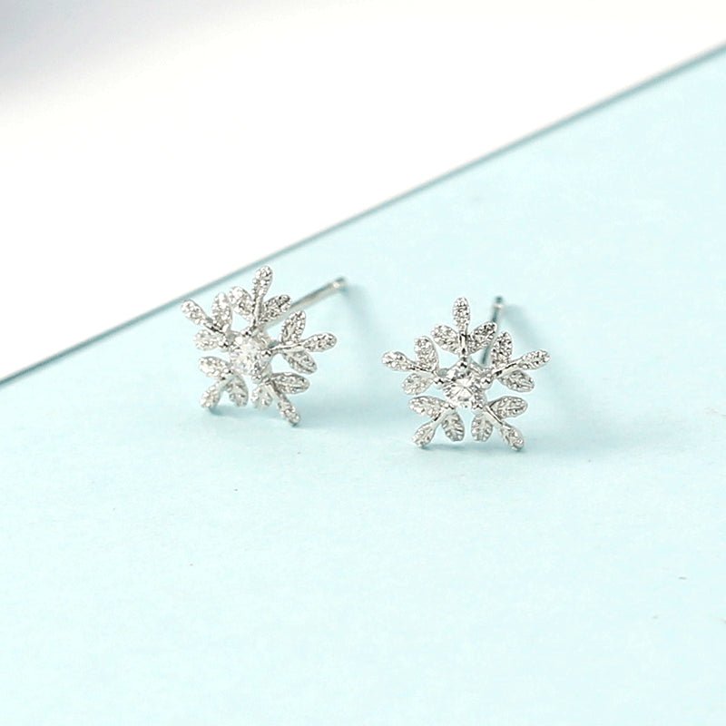 Snowflake Stud Earrings Silver