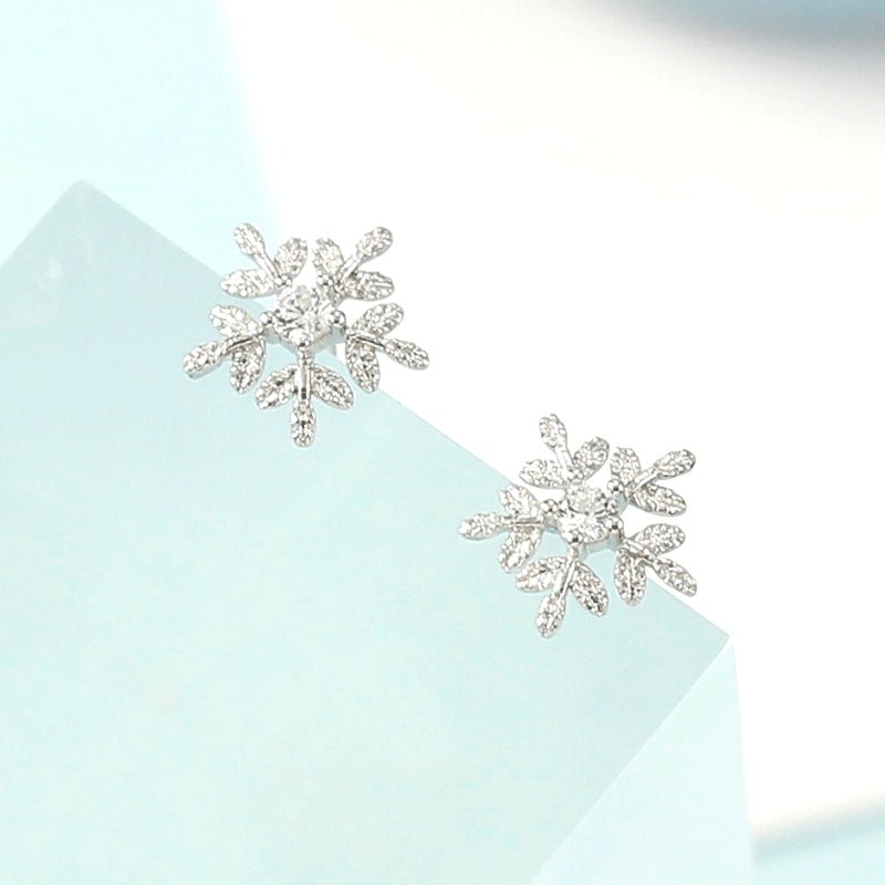 Snowflake Stud Earrings Silver