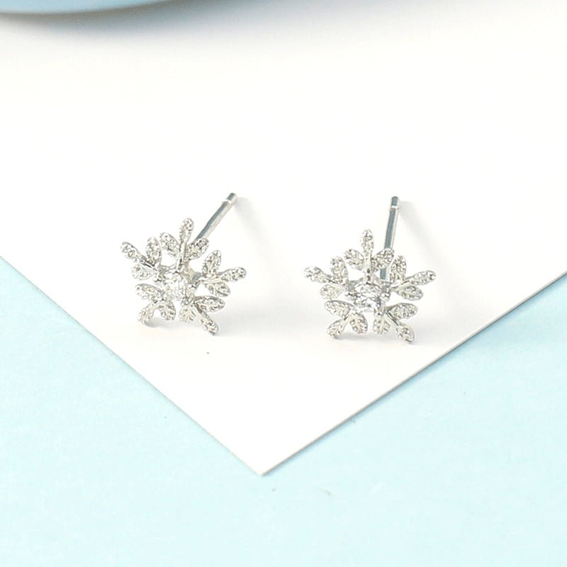 Snowflake Stud Earrings Silver