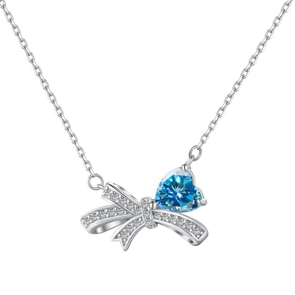 Teardrop Bow Necklace Blue