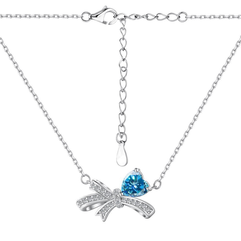 Teardrop Bow Necklace Blue