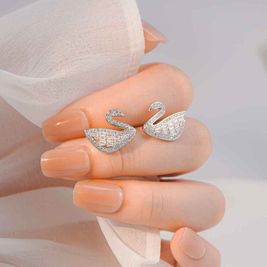 Crystal Swan Earrings & Bracelet Earrings