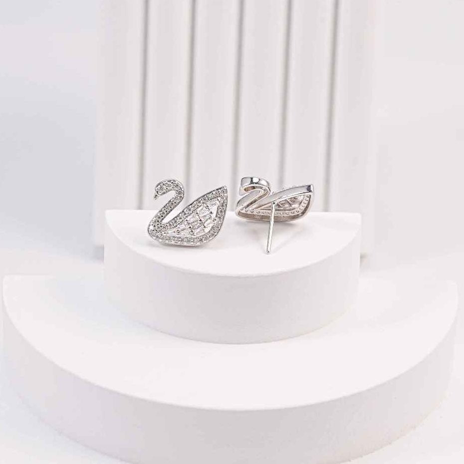 Crystal Swan Earrings & Bracelet Earrings