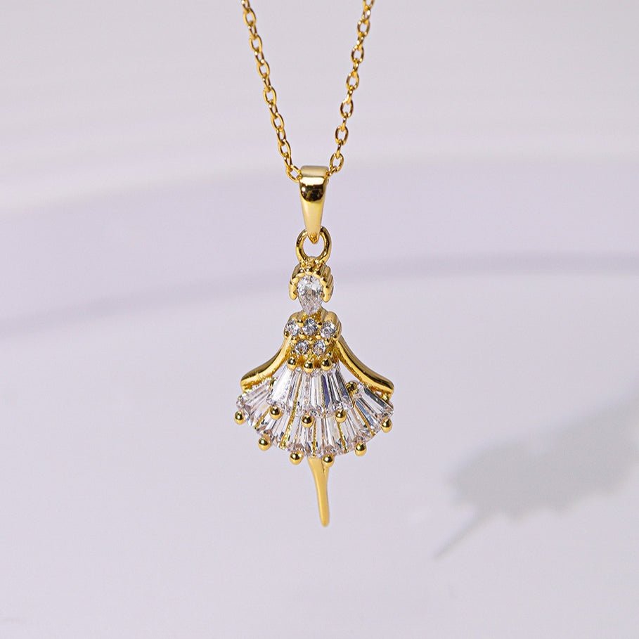 Ballerina Princess Pendant Necklace Gold