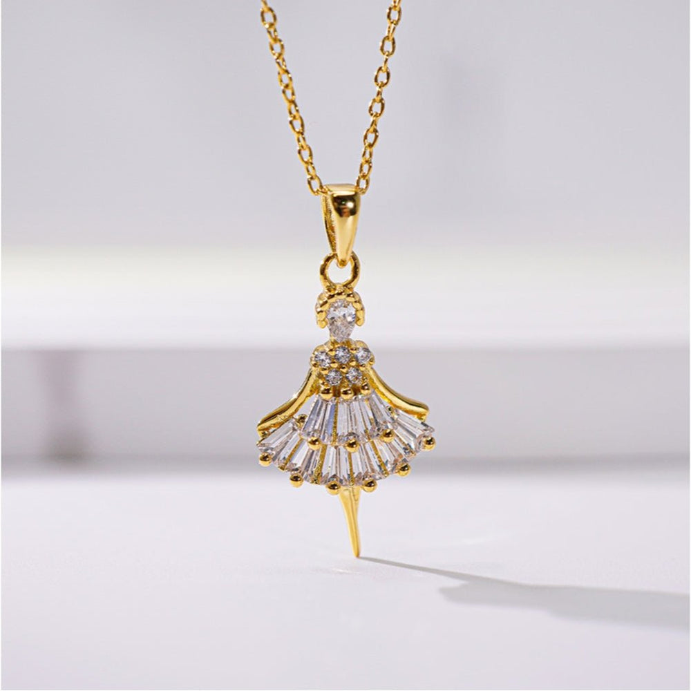 Ballerina Princess Pendant Necklace Gold