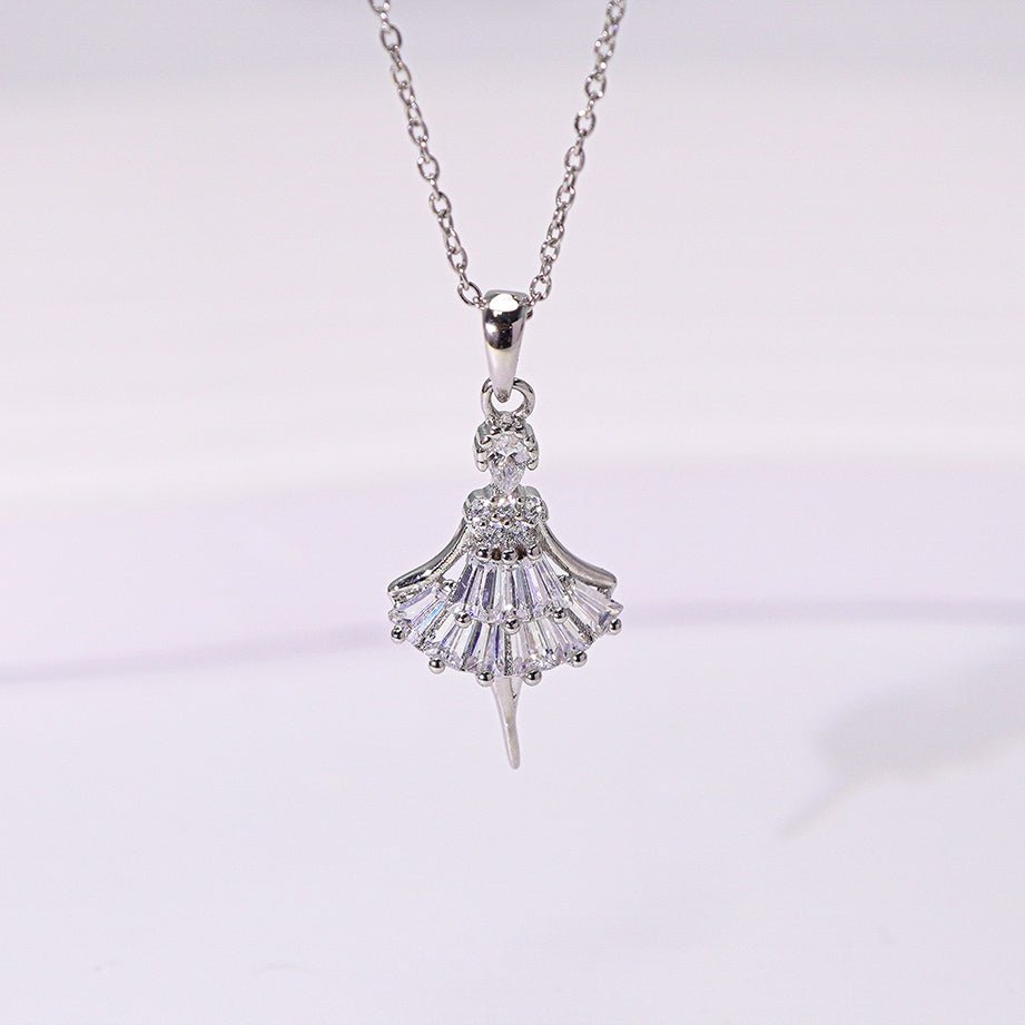 Ballerina Princess Pendant Necklace Silver