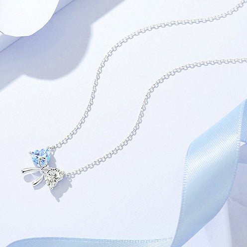Crystal Bow Necklace & Bracelet Set Silver - 6325BE & 2255BE