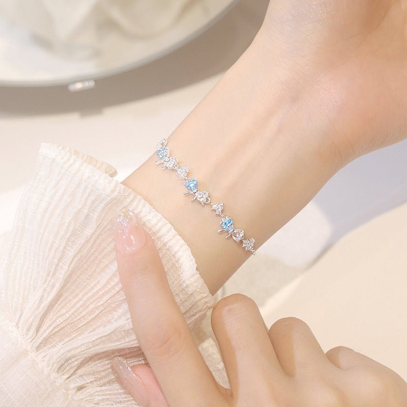 Crystal Bow Bracelet Silver Blue
