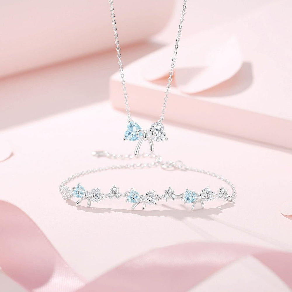 Crystal Bow Bracelet Silver Blue