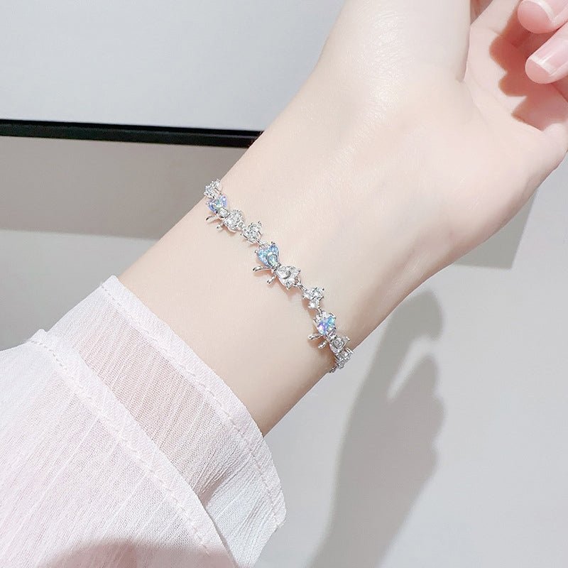 Crystal Bow Bracelet Silver Blue