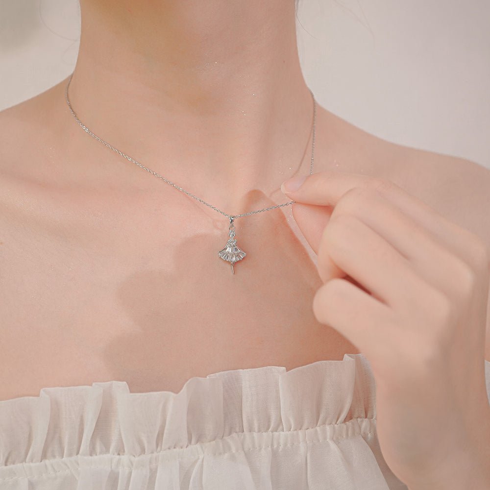 Ballerina Princess Pendant Necklace Silver