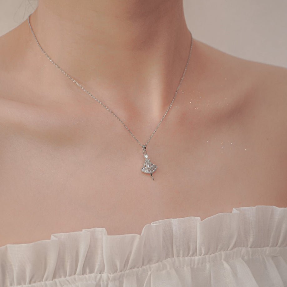 Ballerina Princess Pendant Necklace Silver