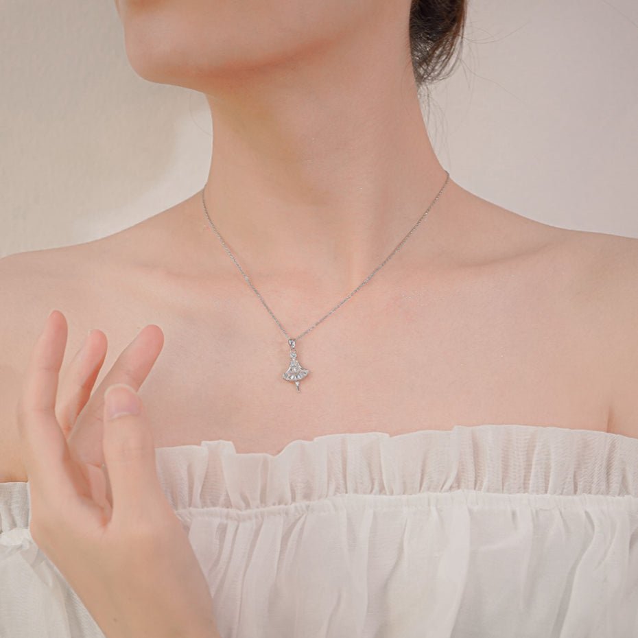 Ballerina Princess Pendant Necklace Silver