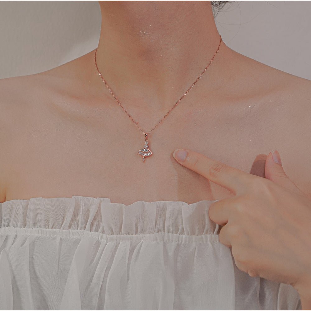 Ballerina Princess Pendant Necklace Rose Gold