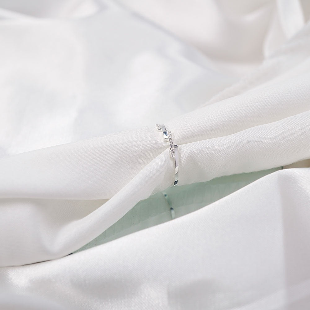 Shiny Crystal Ring Silver