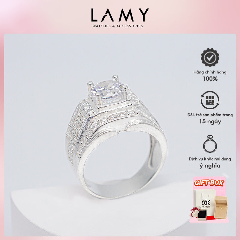 Nhẫn bạc nam CDE Unique Shiny Square Silver Ring CDE8363- Nhẫn bạc ta