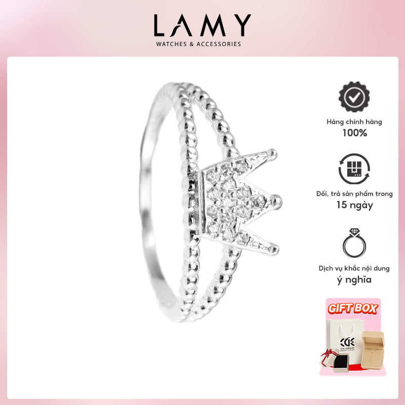Nhẫn bạc nữ LAMY Unique Crown Ring Silver CDE8251SV - Nhẫn bạc ta cao cấp