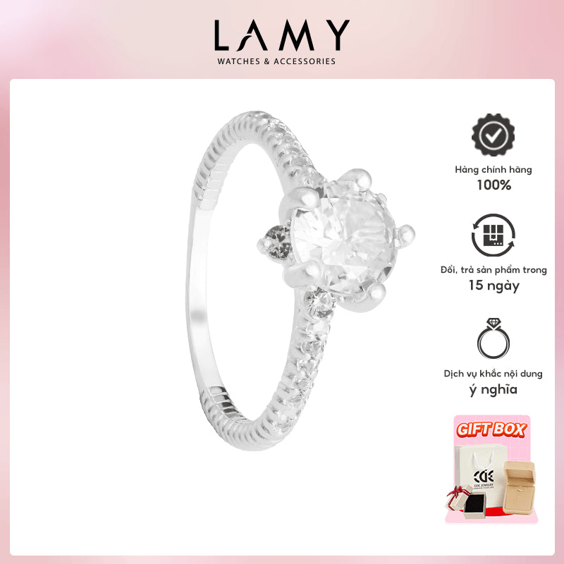 Nhẫn bạc nữ LAMY Large Apricot Blossom Ring Silver CDE8184SV - Nhẫn bạc ta cao cấp